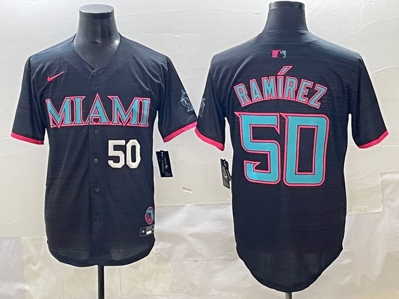 Men 2025 Miami Marlins #50 Ramirez black Nike MLB jersey->miami marlins->MLB Jersey